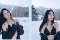 'Á hậu học giỏi' diện bikini tuyệt đẹp giữa tuyết trắng