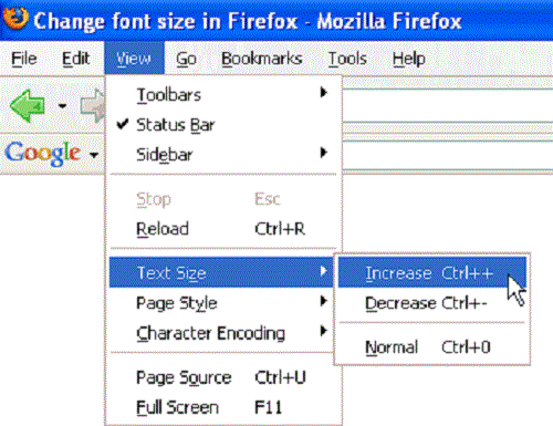 Thay vì chọn Ctrl +/- từ trình đơn chuột phải, bạn có thể dùng kết hợp Ctrl và nút cuộn chuột để tăng giảm phông chữ.