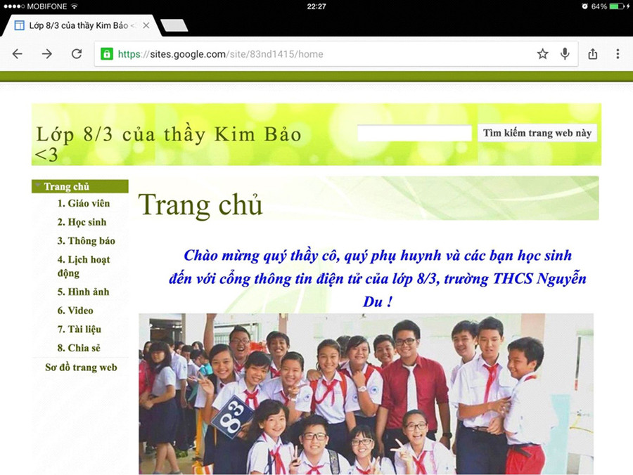 Giao diện chính của trang web Giao diện chính của trang web