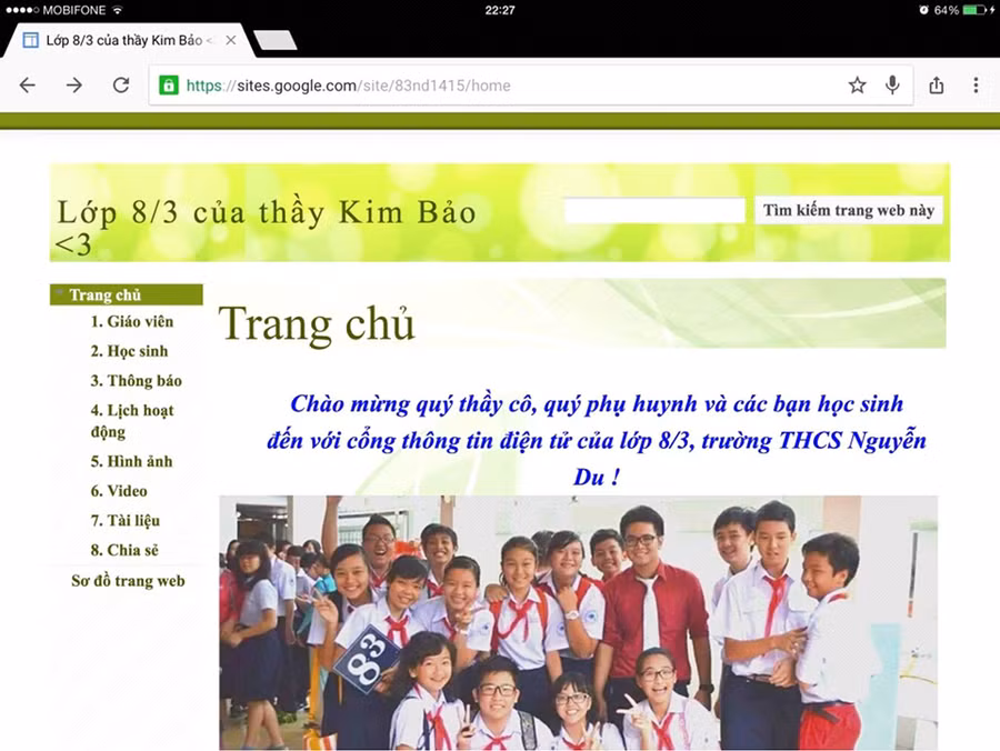 Giao diện chính của trang web Giao diện chính của trang web