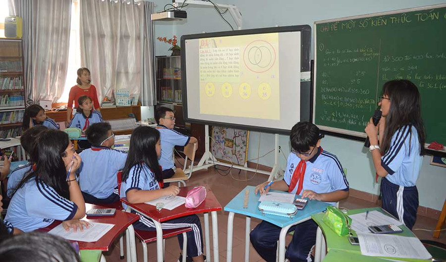 Các nhóm thảo luận trong tiết Toán