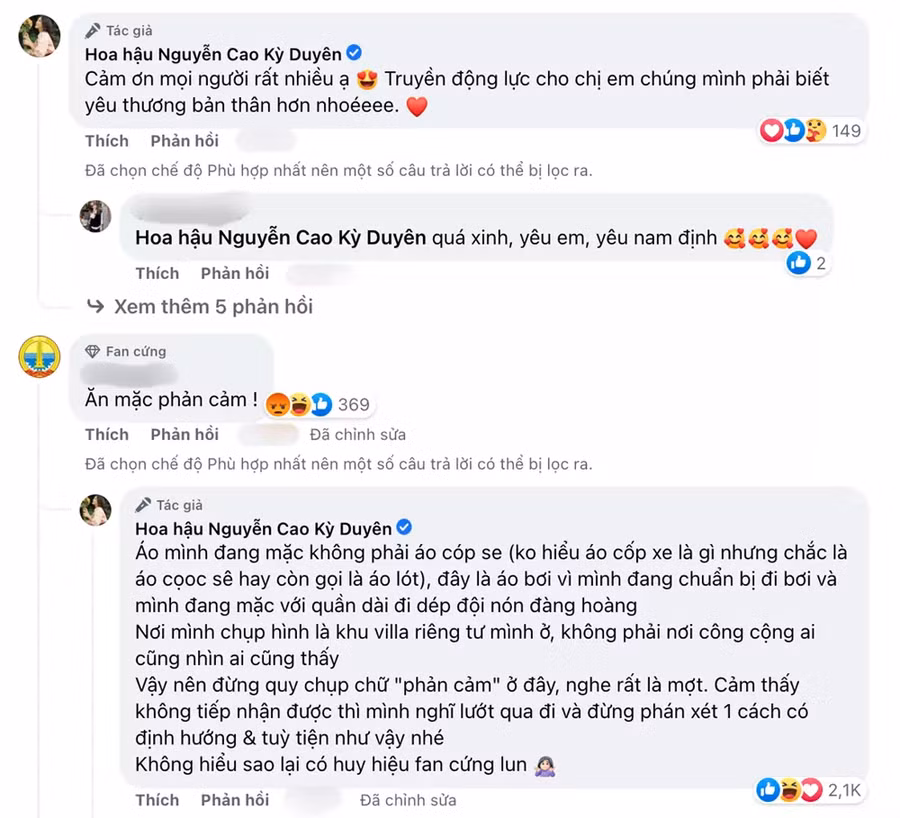 Tuy vậy, cô cũng nhận phải ý kiến cho rằng cô mặc phản cảm.