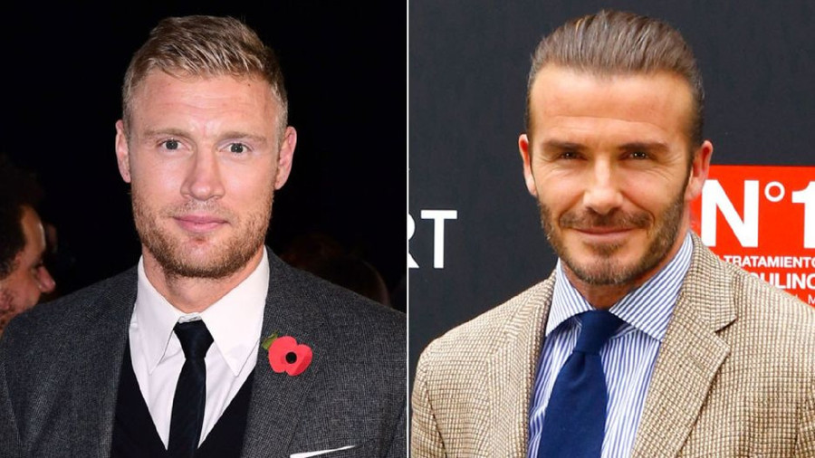 Cựu thủ môn Andrew Flintoff và cựu cầu thủ David Beckham