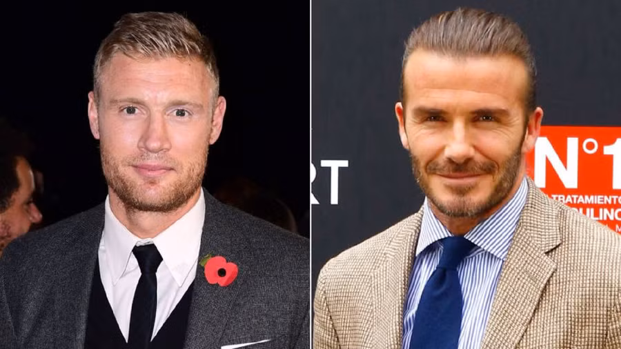 Cựu thủ môn Andrew Flintoff và cựu cầu thủ David Beckham