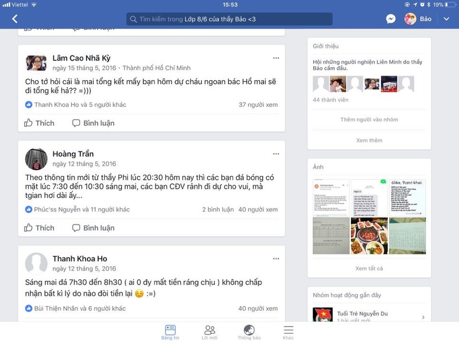 Học sinh chia sẻ các hoạt động của lớp trên trang Facebook