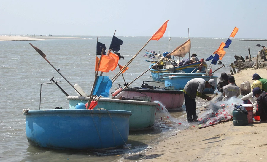 Những ghe lưới ghẹ mùa biển động