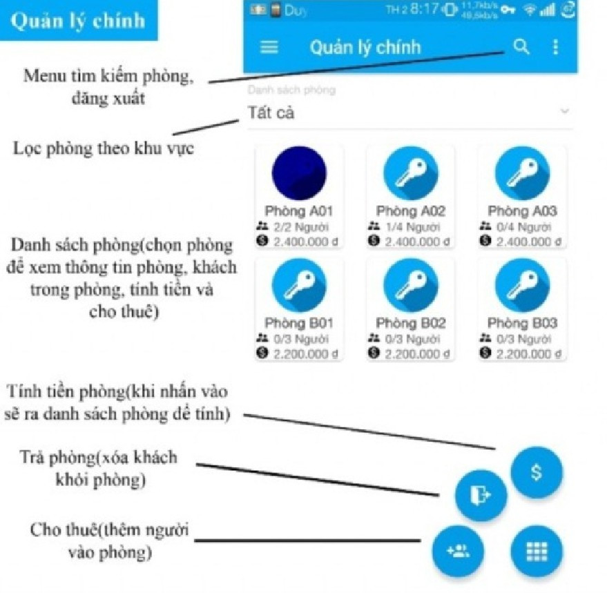 Giao diện ứng dụng “Tìm kiếm và quản lý nhà trọ online trên thiết bị di động” Giao diện ứng dụng “Tìm kiếm và quản lý nhà trọ online trên thiết bị di động”