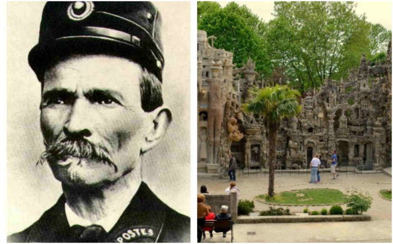 Ông Joseph Ferdinand Cheval và lâu đài bằng đá cuội do chính tay ông xây dựng Ông Joseph Ferdinand Cheval và lâu đài bằng đá cuội do chính tay ông xây dựng