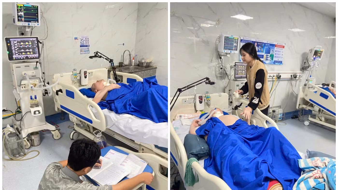 Sau mỗi buổi tới trường, 2 chị em Thanh Hiền lại tất tả thay nhau vào viện túc trực bố.