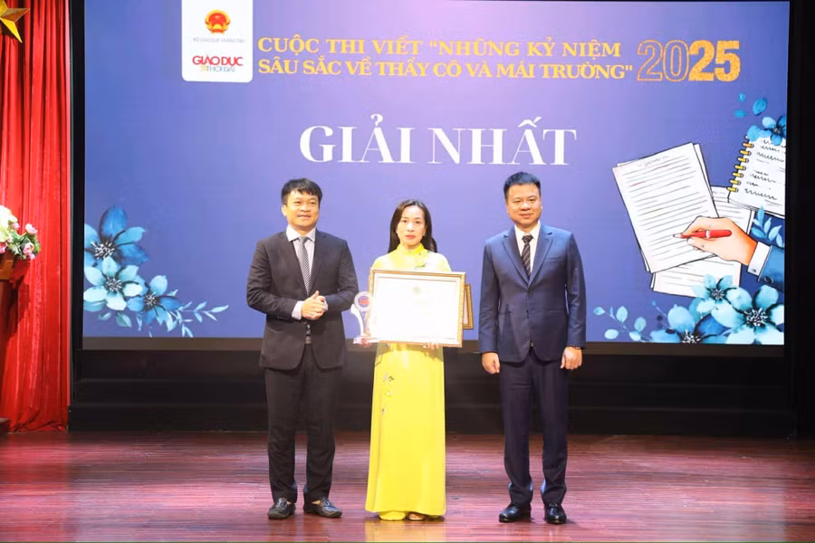 Cô Lưu Thị Mai, giáo viên Trường THCS Ngô Quyền ( phường Lê Chân) đoạt giải Nhất.