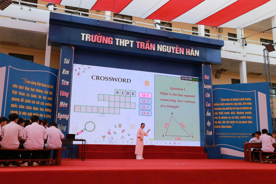 cô giáo Phạm Thị Thu Trang và học sinh lớp 10C10, Trường THPT Trần Nguyên Hãn thực hiện tiết dạy học minh hoạ. 10-10-chuyen-de2.jpg