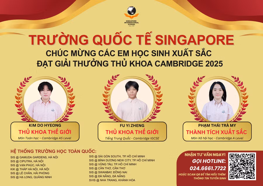 Các em học sinh SIS đạt giải thưởng tại Kỳ thi Quốc tế Cambridge 2025. 