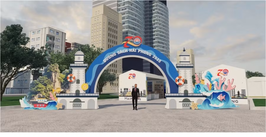 Cổng vào Đường sách Hải Phòng 2025.