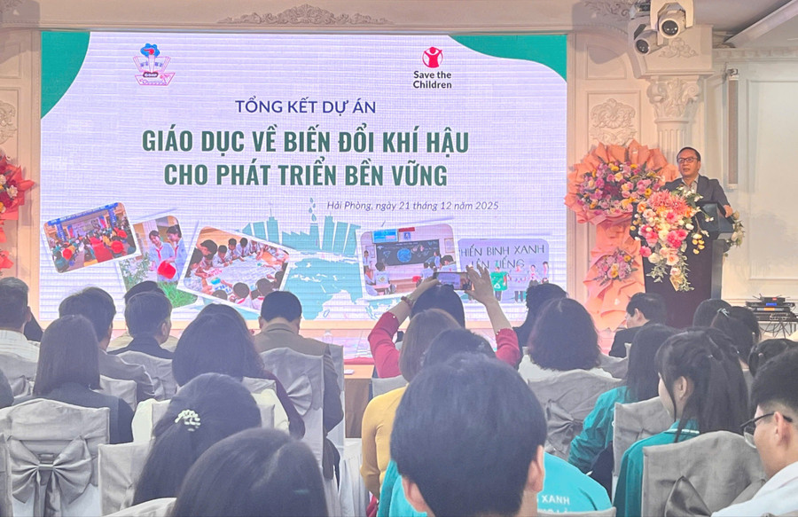 Ông Uông Minh Long, Phó Giám đốc Sở GD&ĐT TP Hải Phòng phát biểu tại sự kiện.