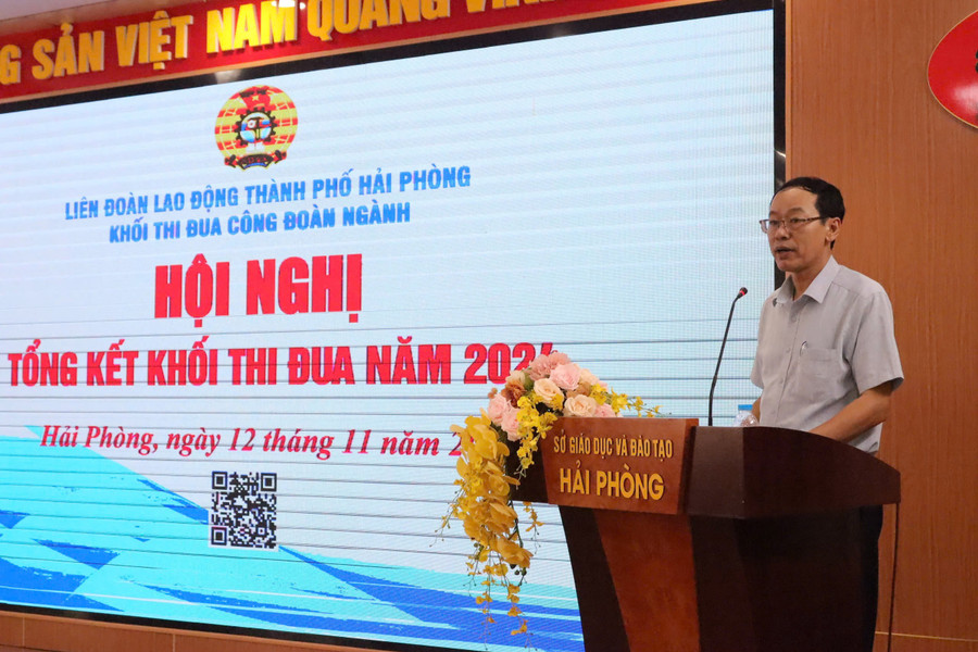 Ông Phạm Quốc Hiệu- Phó giám đốc Sở GD&ĐT Hải Phòng phát biểu tại Hội nghị. cd12-2.jpg