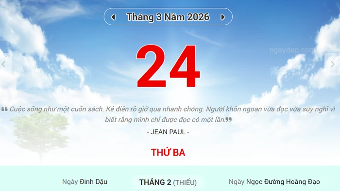 Lịch âm 24/3 - Xem lịch âm ngày 24/3