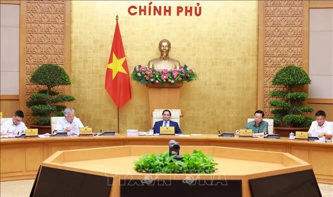Thủ tướng chủ trì Phiên họp Chính phủ về tổ chức chính quyền địa phương 2 cấp. Ảnh: Dương Giang/TTXVN.