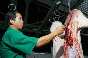 Cán bộ thú y luân phiên túc trực kiểm soát giết mổ, kiểm dịch sản phẩm thịt động vật.