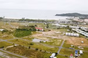 Khu tái định cư Suối Lớn, đặc khu Phú Quốc (An Giang) nhìn từ trên cao.