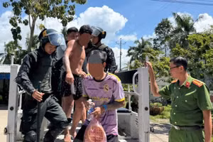 Công an tỉnh An Giang huy động tối đa lực lượng xử lý vụ việc học viên bỏ trốn khỏi cơ sở cai nghiện. Ảnh: Công an cung cấp.