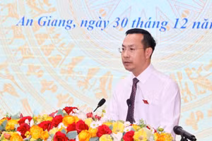 Ông Nguyễn Thanh Nhàn, Phó Bí thư Thường trực Tỉnh ủy, Chủ tịch HĐND tỉnh An Giang, phát biểu tại hội nghị.