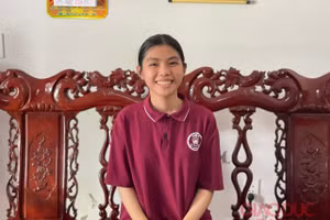 Em Lê Thị Hoài Thu đạt thủ khoa khối B00 Hà Tĩnh.