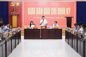 Quang cảnh Hội nghị Giao ban báo chí định kỳ tháng 7/2026 tại tỉnh An Giang.