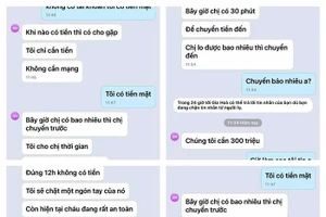 Tin nhắn các đối tượng gửi cho gia đình nạn nhân yêu cầu chuyển tiền. Ảnh: Công an TP Cần Thơ.