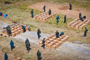 Toàn cảnh dàn pháo hoa trên địa bàn phường Rạch Giá, tỉnh An Giang.