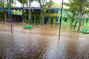 Nhiều trường học tại Hà Tĩnh tạm dừng dạy học do mưa lũ.