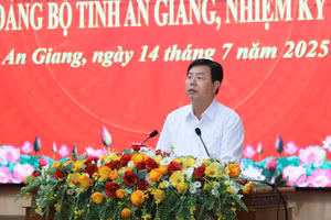 Bí thư Tỉnh ủy An Giang Nguyễn Tiến Hải phát biểu tại Hội thảo.