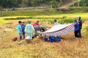 Hiện trường vụ sét đánh trúng người tại xã Đức Lĩnh (huyện Vũ Quang, Hà Tĩnh).