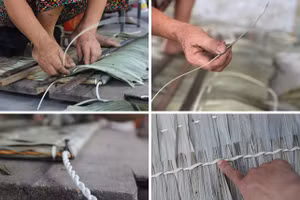 Nghề chằm áo tơi tại thôn Yên Lạc (xã Xuân Lộc, Hà Tĩnh).