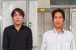 Đối tượng Danh Thiện (bên trái) và đối tượng Nguyễn Tấn Được. Ảnh: CACC.