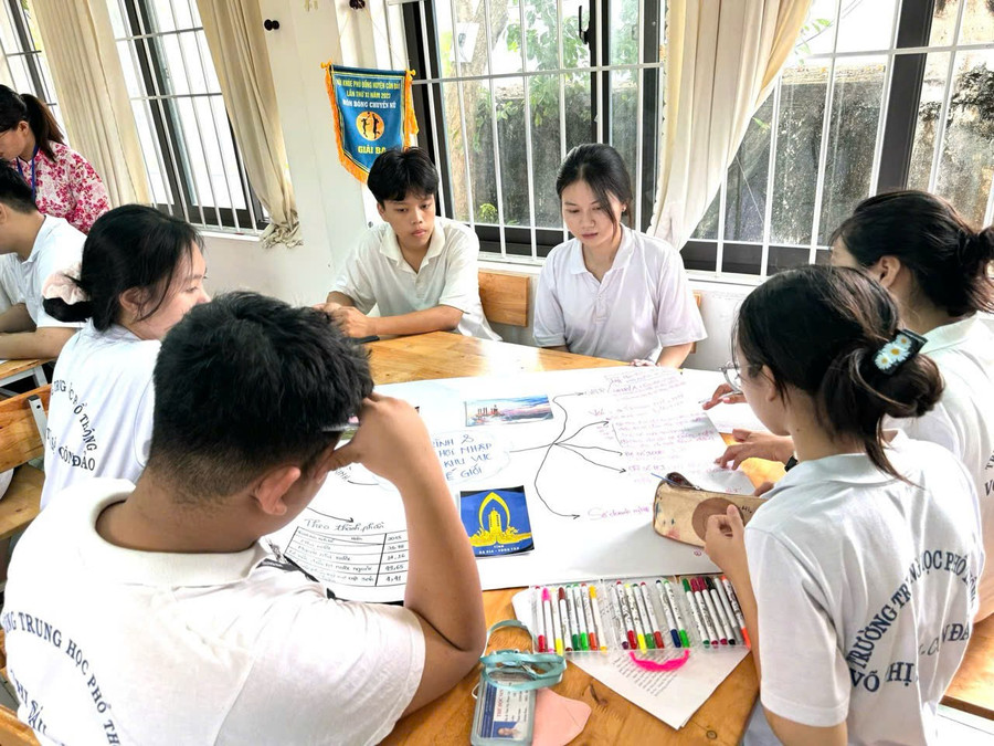 Học sinh trường trong những ngày đầu học tập. Ảnh: NTCC. 89d58f16cf3c44621d2d.jpg