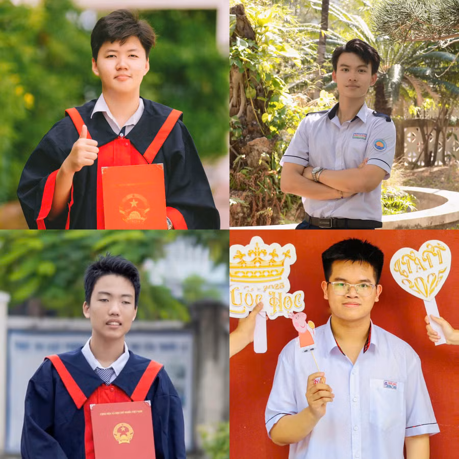 Bốn tân thủ khoa xuất sắc của Trường Đại học Bách khoa TPHCM năm 2025. Ảnh: NVCC. 