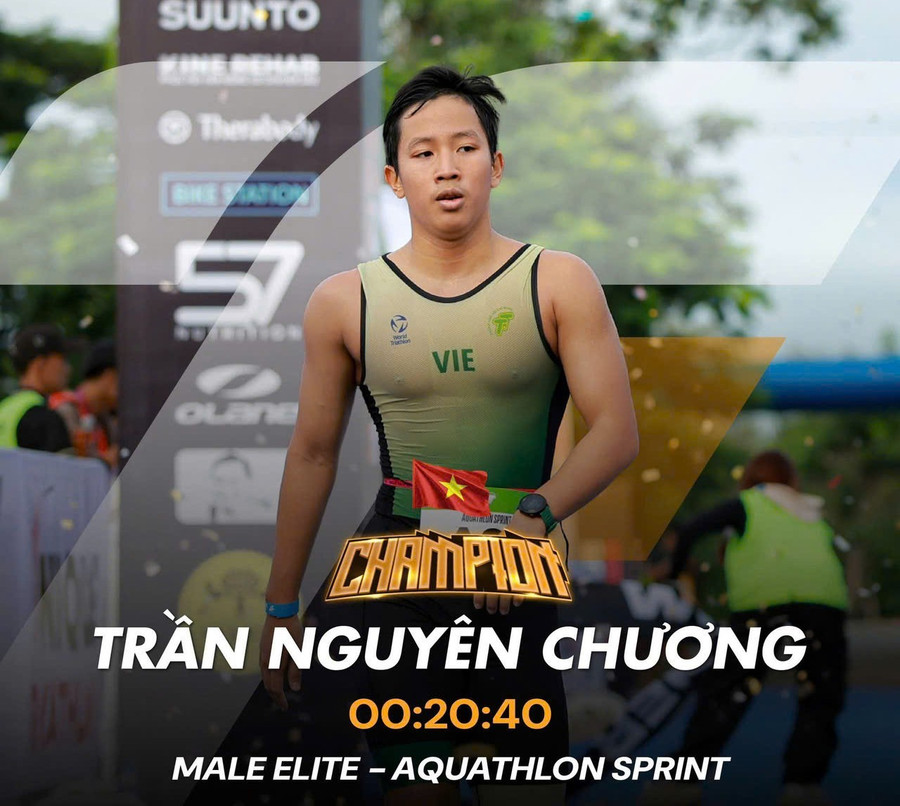Nguyên Chương giành ngôi vô địch tại Giải Triathlon TPHCM. Ảnh: NVCC. 01-hinh-anh-tran-nguyen-chuong-danh-chuc-vo-dich-tai-giai-triathlon-tphcm.jpg