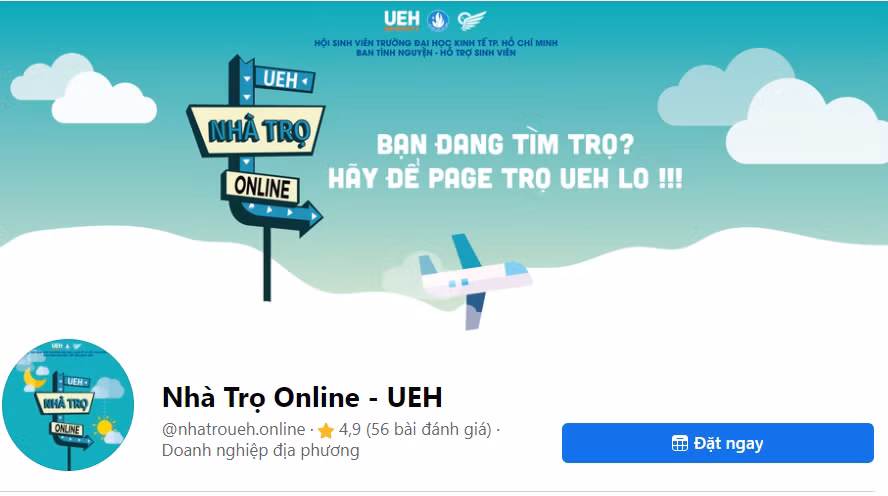 Fanpage "Nhà Trọ Online-UEH" của trường Đại học Kinh tế TPHCM hỗ trợ chỗ ở cho sinh viên cần thuê trọ.