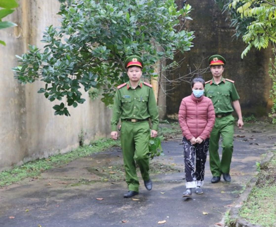 Võ Thị Thành tại cơ quan điều tra. Ảnh: CA Hà Tĩnh.