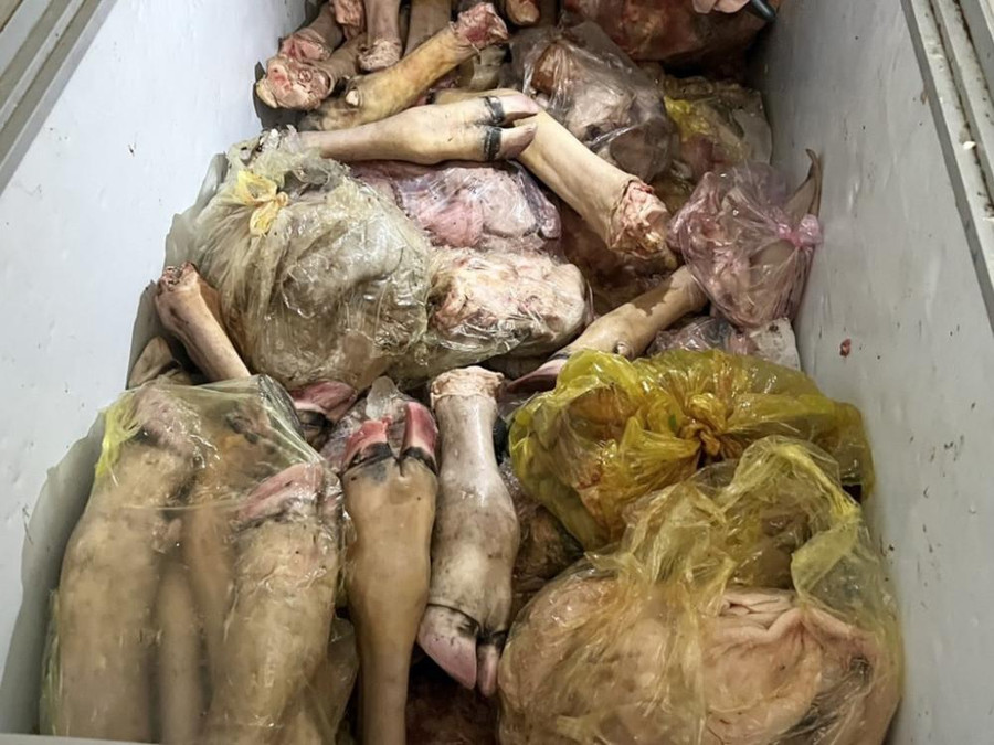 Số thực phẩm đã bốc mùi hôi thối và không có giấy tờ hợp lệ.