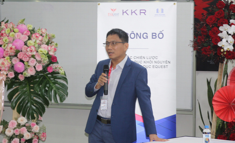 Tiến sĩ Nguyễn Quốc Toàn phát biểu về việc hợp tác thành công giữa KNE và EQuest. Tiến sĩ Nguyễn Quốc Toàn phát biểu về việc hợp tác thành công giữa KNE và EQuest.