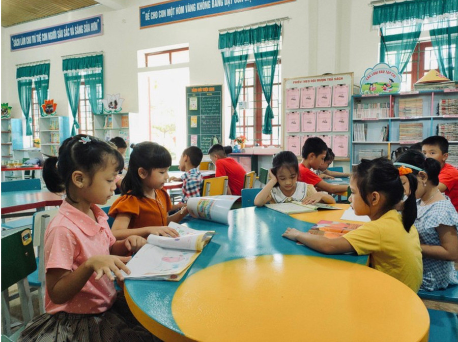 Toàn huyện Thạch Hà hiện có 51/67 trường Mầm non đến THCS học có thư viện.