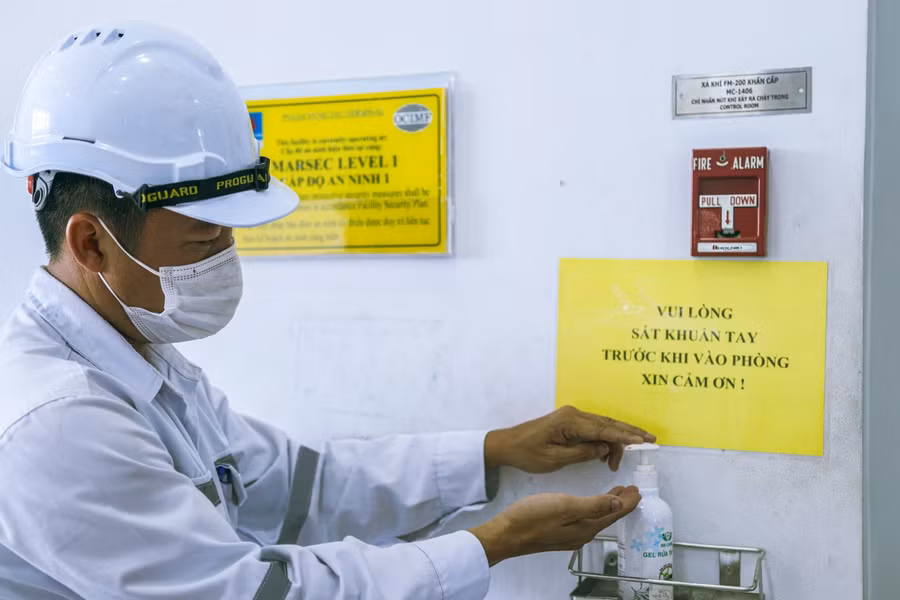Tất cả các cơ sở sản xuất, kinh doanh của PV GAS đều trang bị đầy đủ các phương tiện phòng chống dịch cho NLĐ