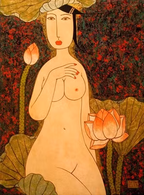 Bức tranh Nude của họa sĩ Bùi Trọng Dư có giá bán 20.000.000 đồng.