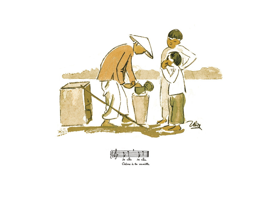 Một bức phác thảo gánh hàng rong.