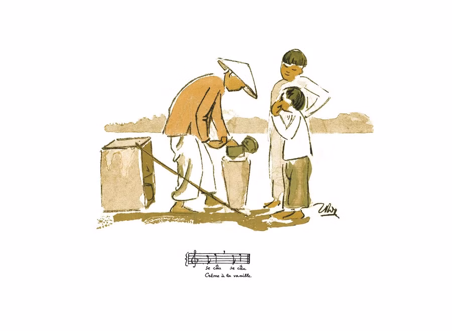 Một bức phác thảo gánh hàng rong.