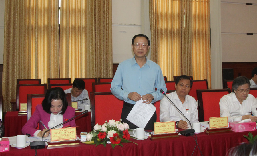 Thứ trưởng Phạm Ngọc Thưởng phát biểu tại buổi làm việc. Thứ trưởng Phạm Ngọc Thưởng phát biểu tại buổi làm việc.