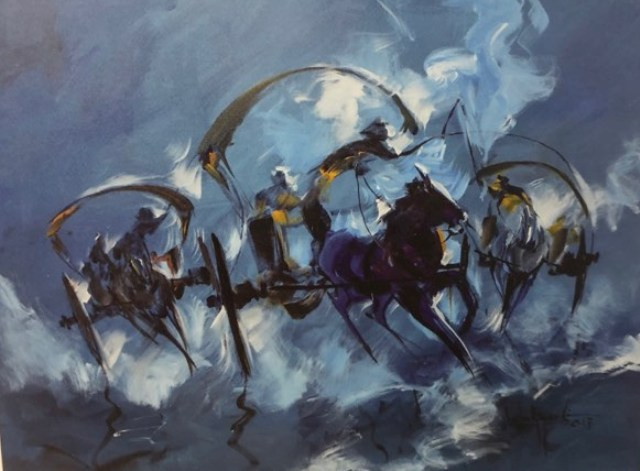 Tác phẩm "Con ngựa và chiếc xe ngưa" của họa sĩ U Lun Gywe (Myanmarr). Tác phẩm "Con ngựa và chiếc xe ngưa" của họa sĩ U Lun Gywe (Myanmarr).