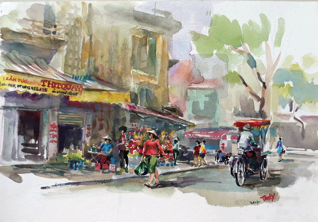 Ký họa của Trần Thị Thanh Thủy. Ký họa của Trần Thị Thanh Thủy.