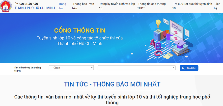 Cổng thông tin tuyển sinh lớp 10 của Sở GD&ĐT TPHCM. Cổng thông tin tuyển sinh lớp 10 của Sở GD&ĐT TPHCM.